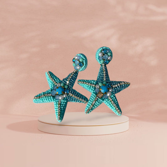 Blue starfish earrings